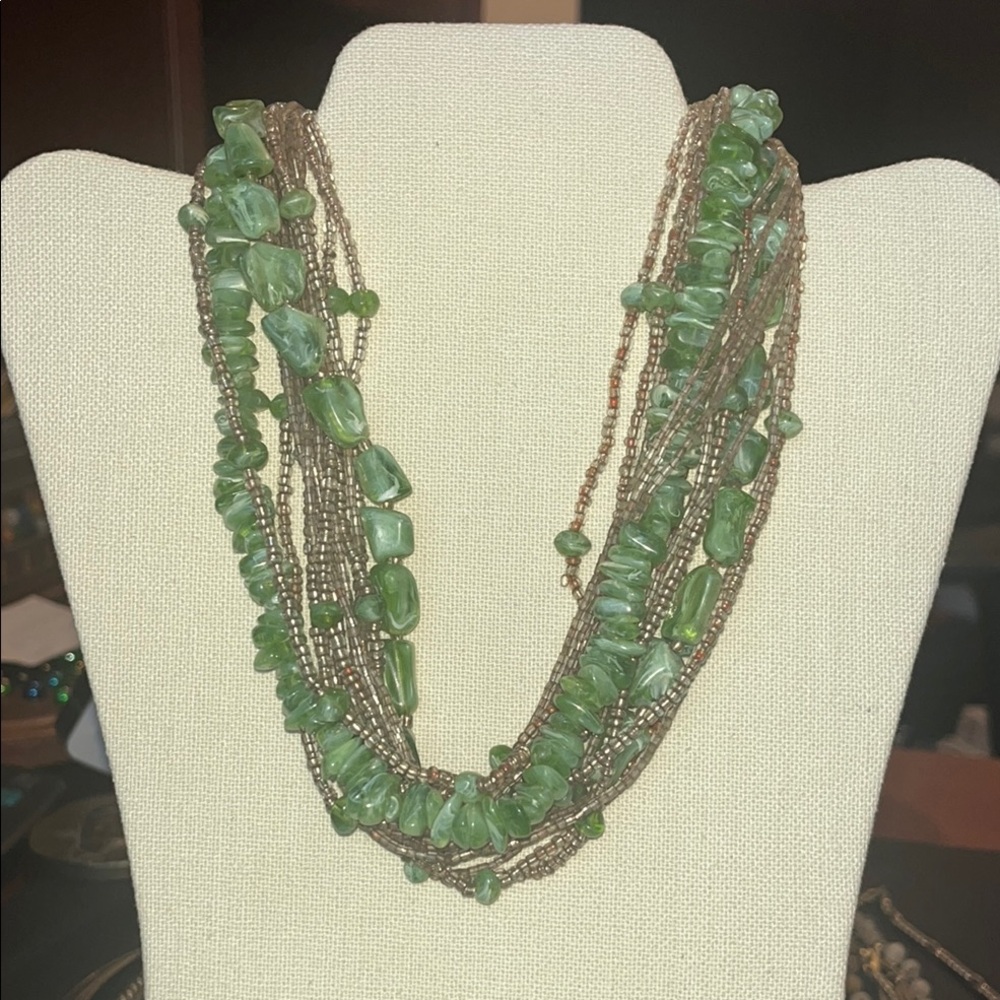 Extravagant Green multi strand Beaded Necklace